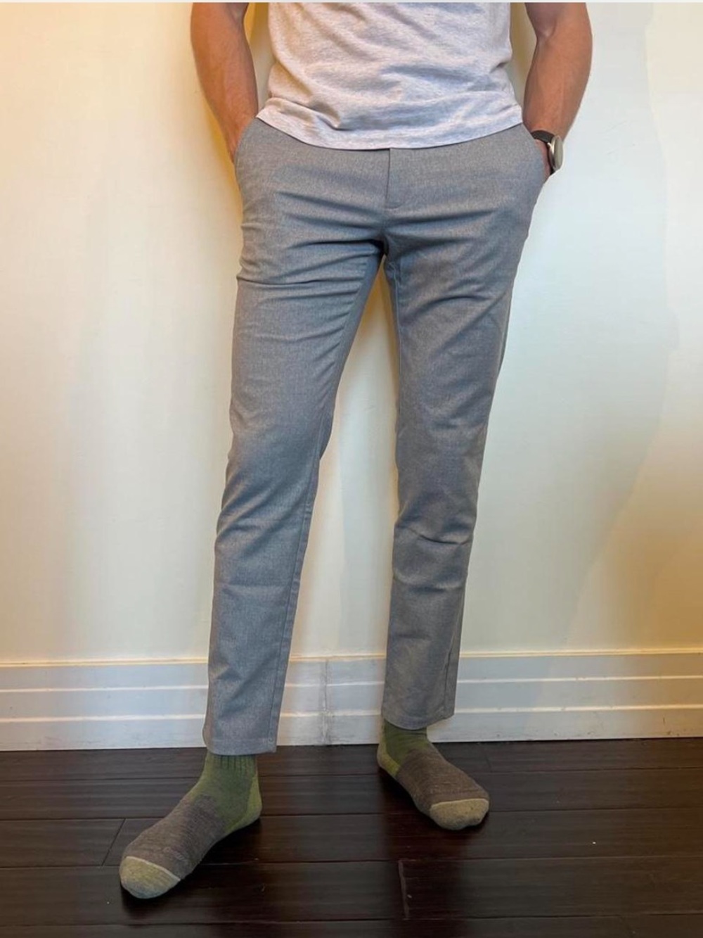 Zara Grey Slim Chinos with Contrast Waistband